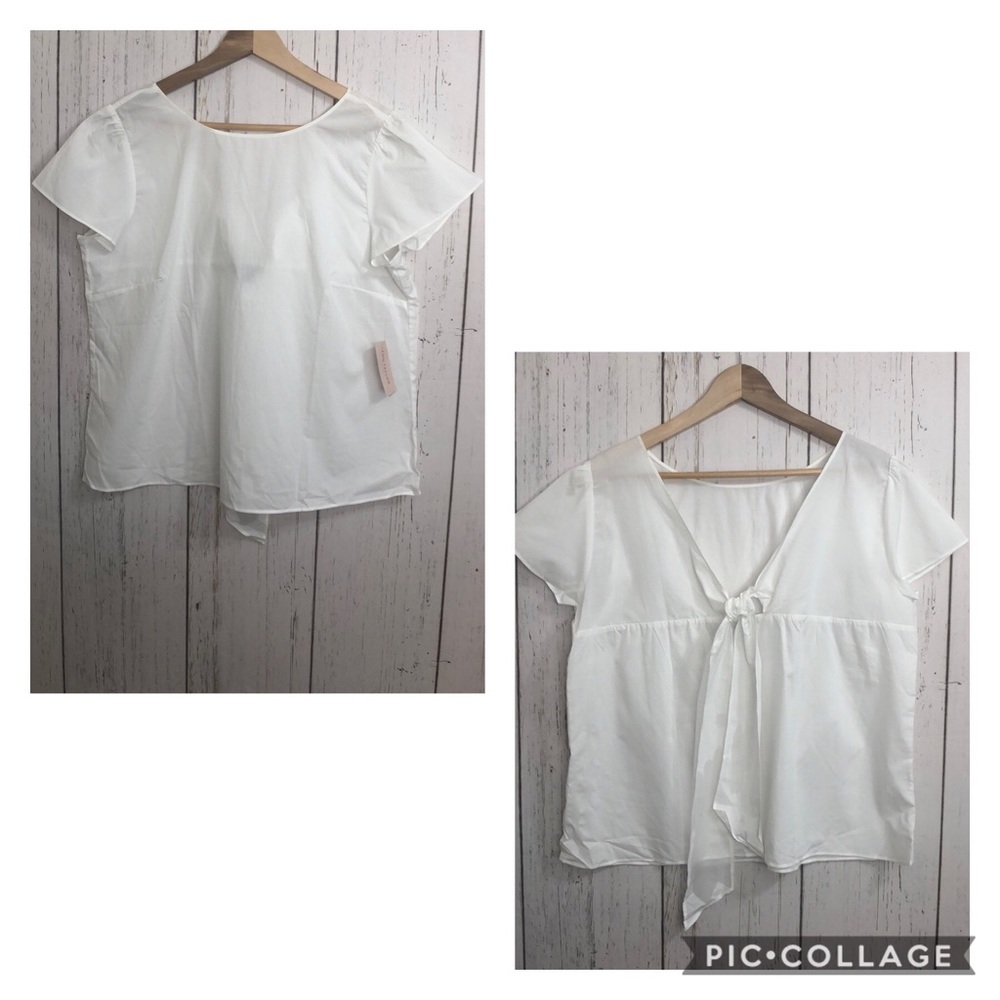 🆕 Ann Taylor Factory White Knot Tie Pullover Top